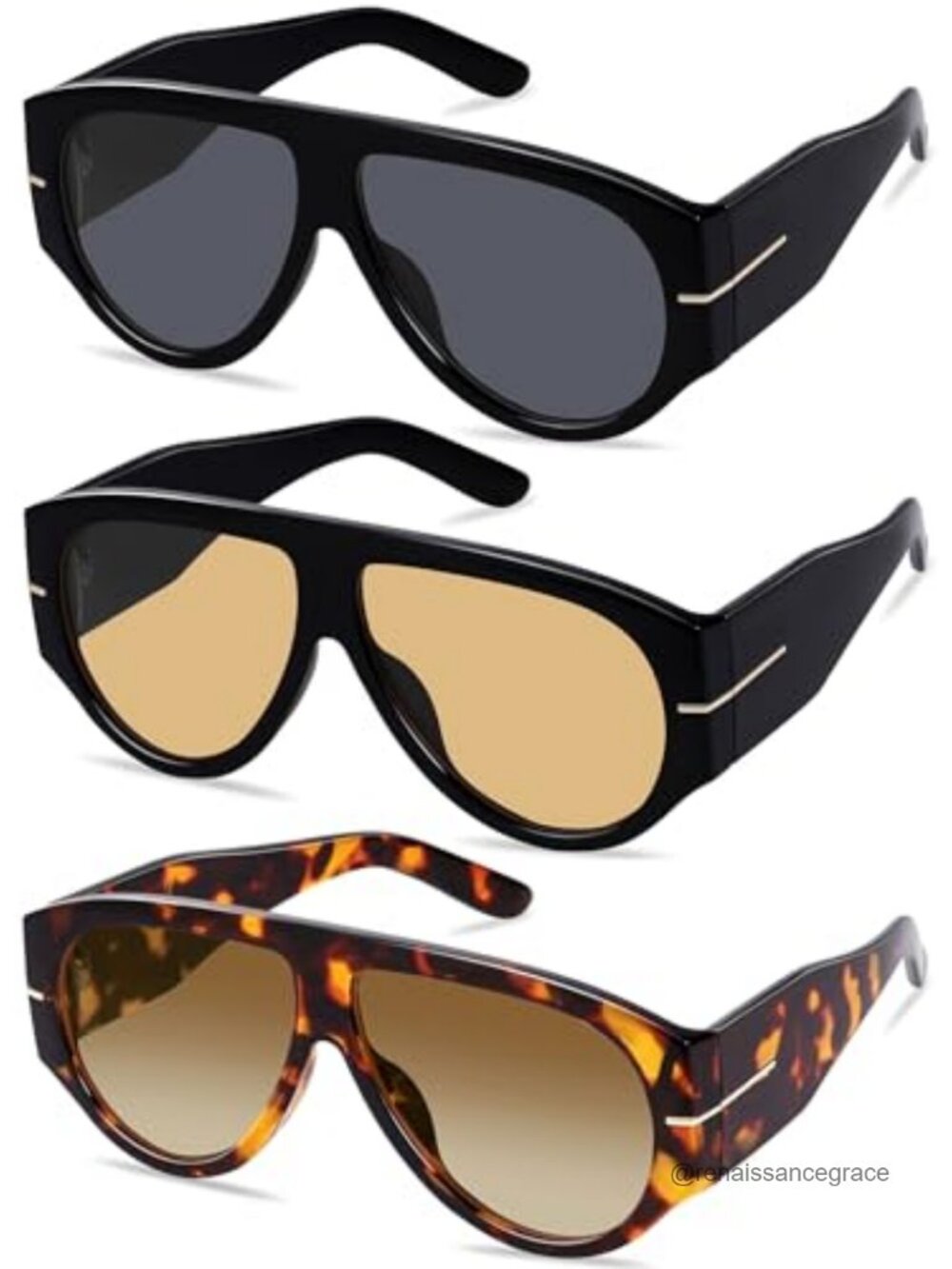 Oversized Retro Aviator Sunglasses UV400 Vintage Metal Frame